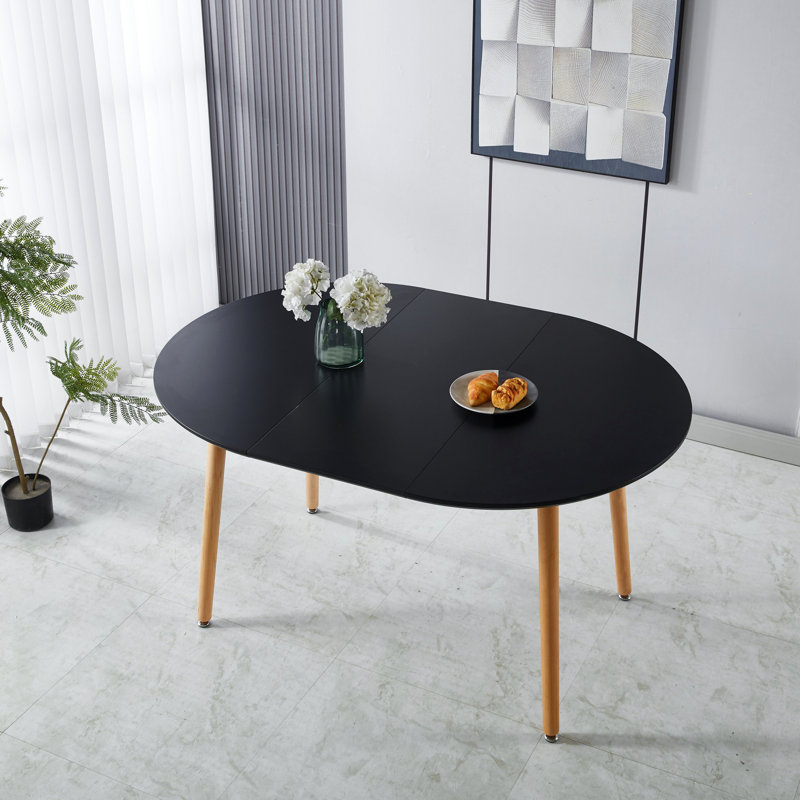 Extensible Table,DINING TABLE,OFFICE TABLE,COFFEE TABLE,Wood Leg,MDF Top, Black/Natural