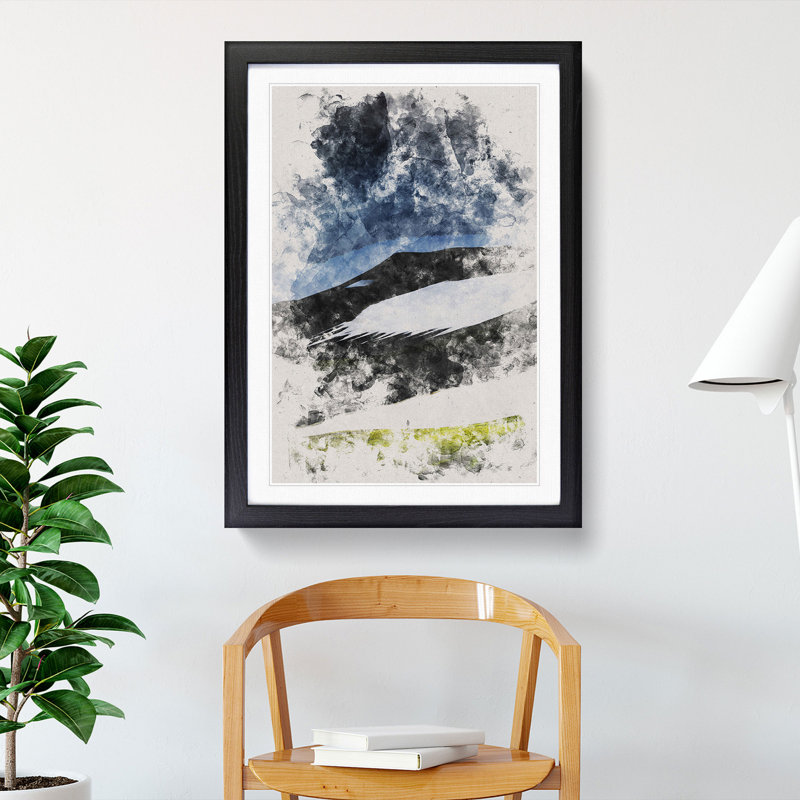 Beneath the Mountains of Iceland - Picture Frame Painting, 48cm H x 36cm W x 2cm D, Black