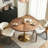 Nut-brown Round Solid Wood Dining table-2084600852