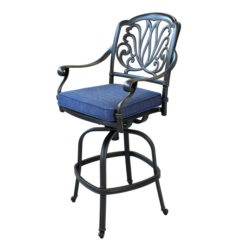 Tabouret de bar avec coussin Kaneidra, Bleu marine