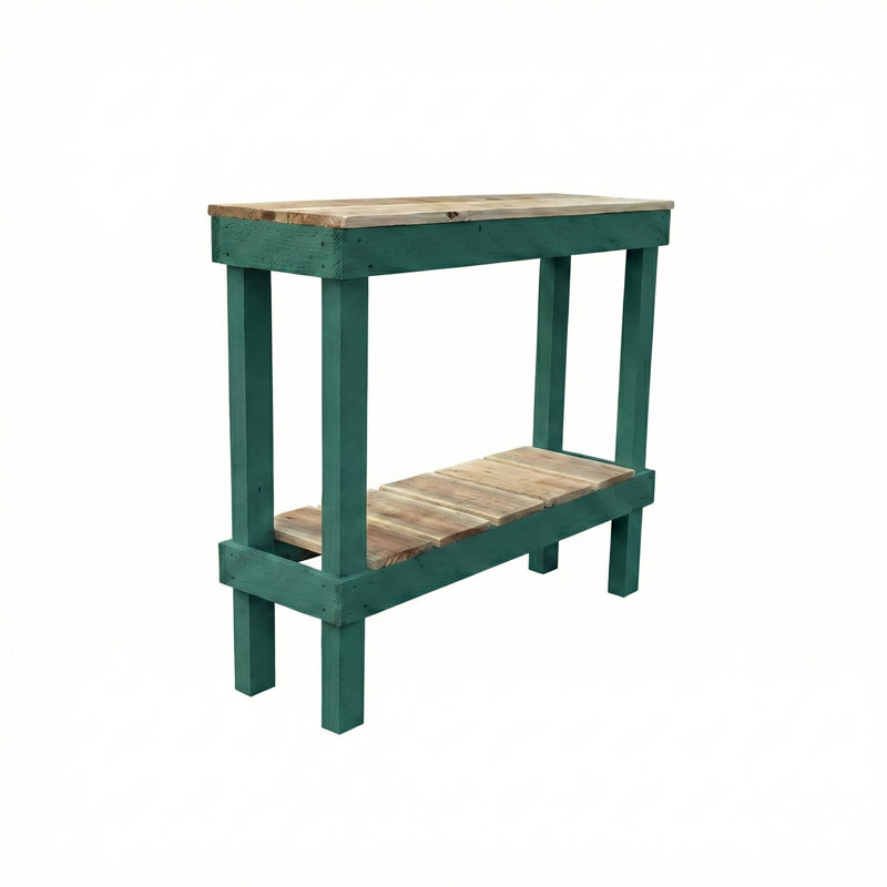 Topher 35'' Solid Wood Console Table, Natural/Emerald Green