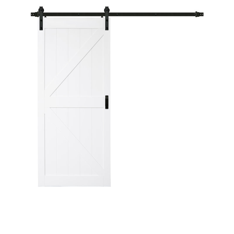 Porte de grange complète prête à assembler avec panneau de quincaillerie K-Design