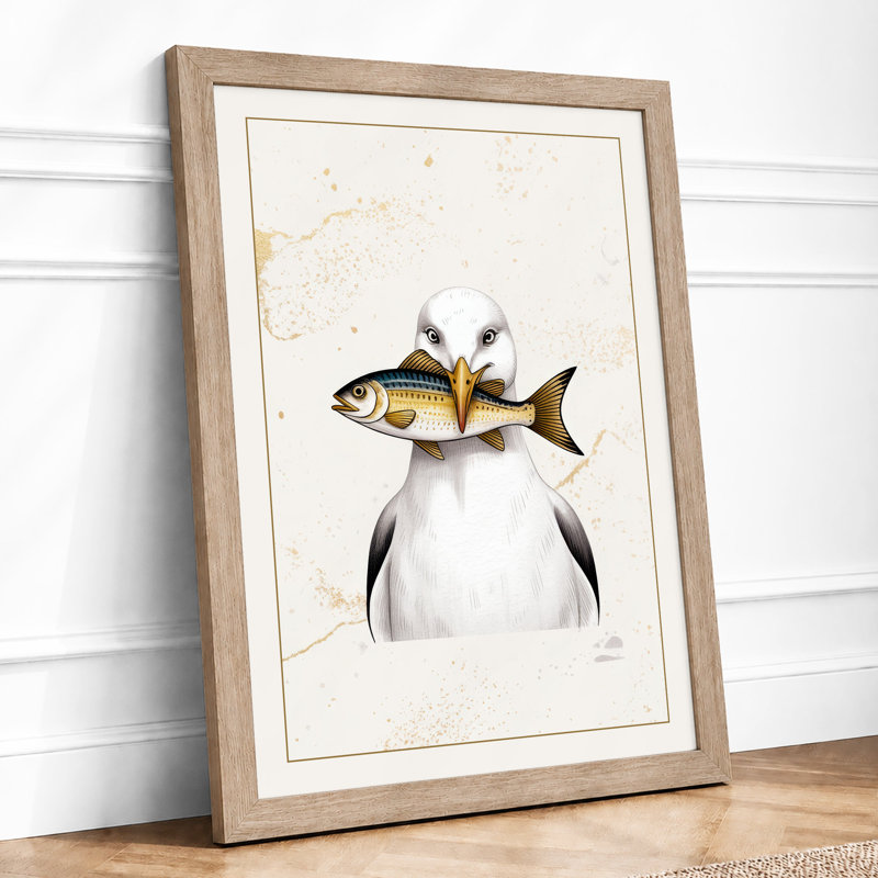 Fish on Pearl Boho - Framed Print, Oak, A3 - 42.0 x 29.7 cm