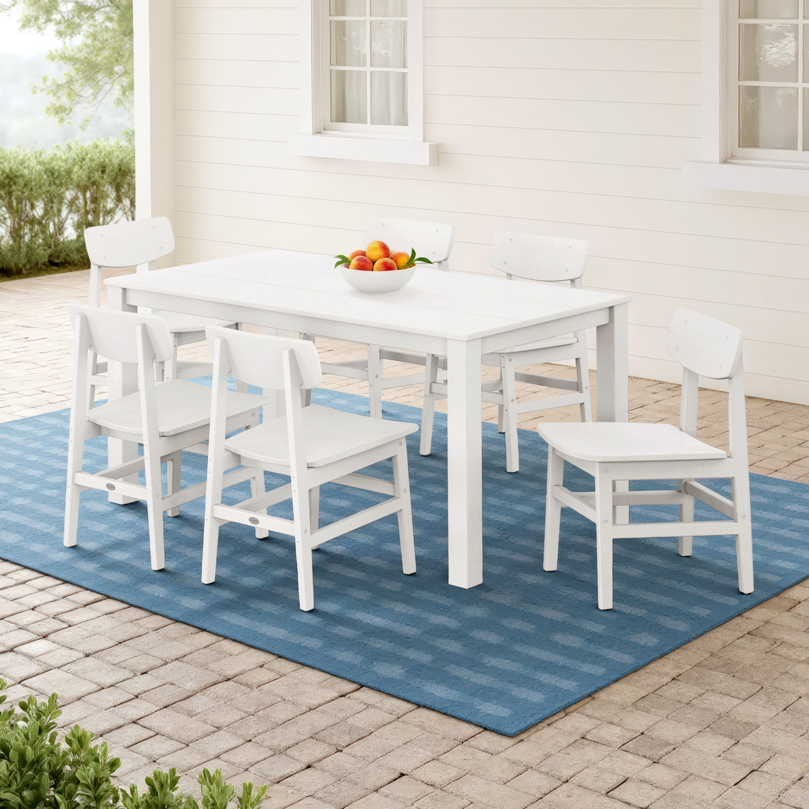 Modern Studio Urban Chair 7-Piece Parsons Table Dining Set, White