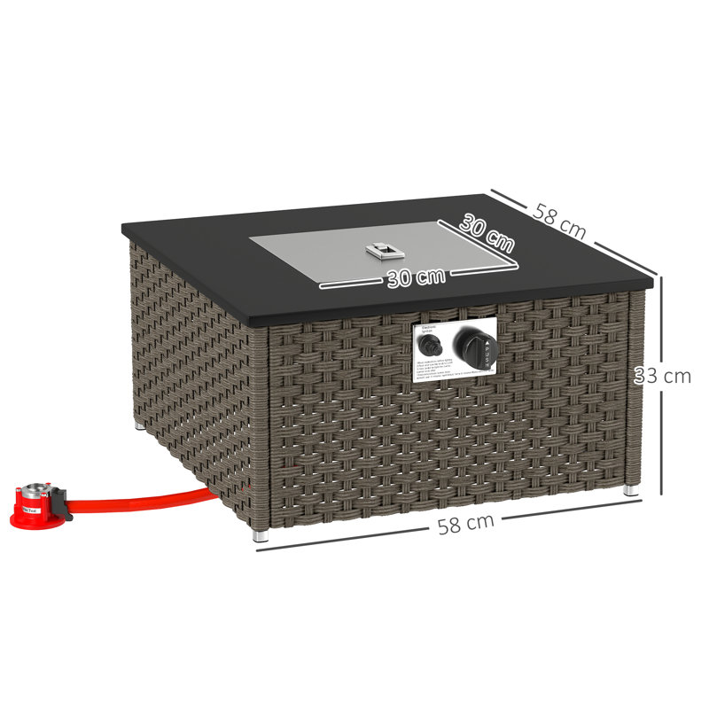 Square Steel Propane Smokeless Fire Pit Table