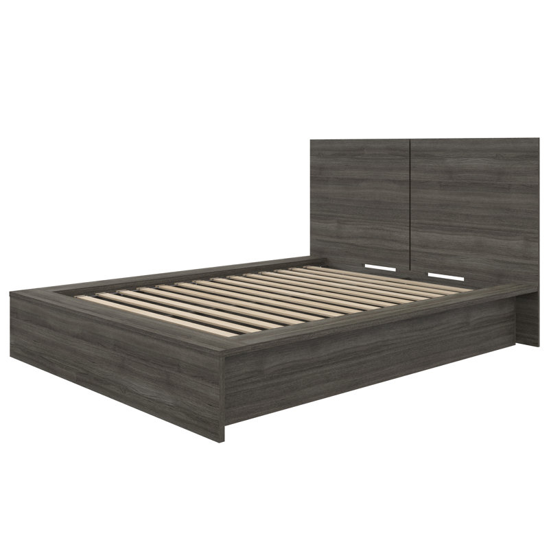 Lit plateforme et tête de lit Guendolyn, Full, gris