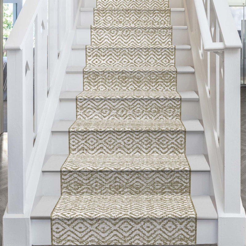 Stair Runner Geometric Flatweave Area Rug, Runner 60 x 450 cm