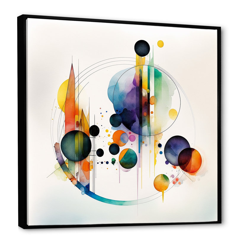 Art géométrique aquarelle multicolore I - impressions sur toile géométriques abstraites, H 30 po x l 30 po x P 1 po