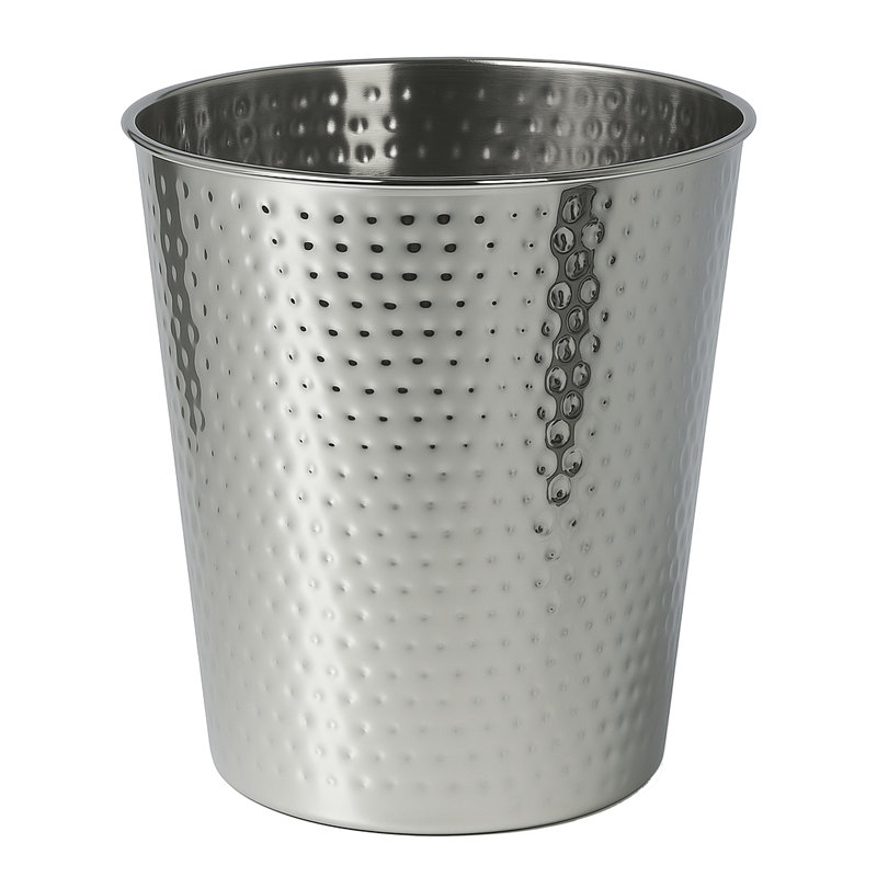 Poubelle en acier martelé 2 gallons Axel, Acier poli