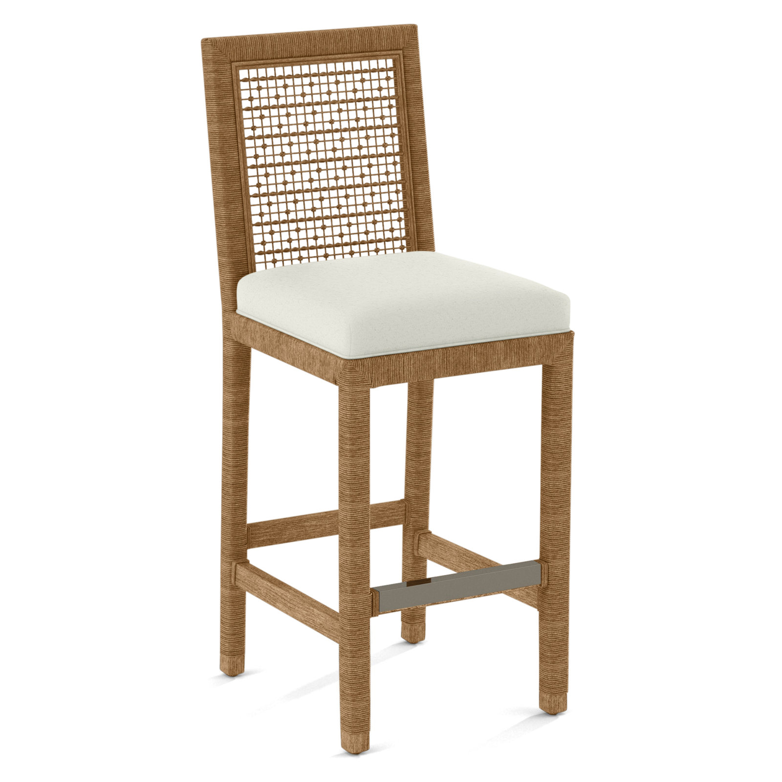 Soren 30" Bar Stool, Honey, White Performance Fabric