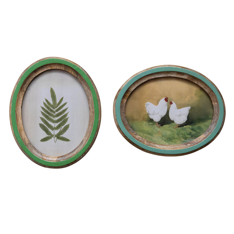Cadre photo vert forêt en bois de manguier avec verre