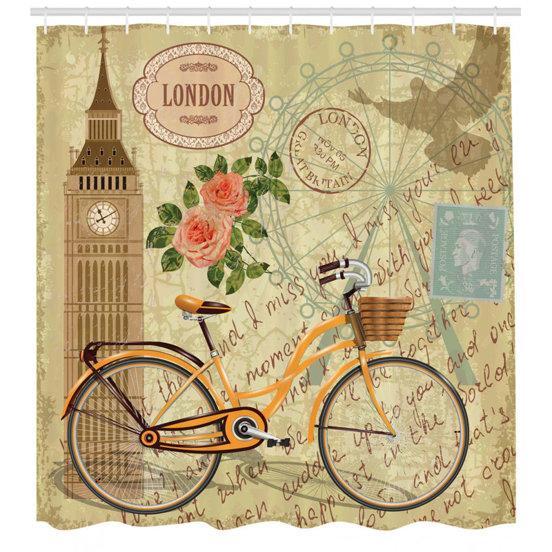 Ensemble de rideau de douche de londres + crochets, H 75 po x l 69 po