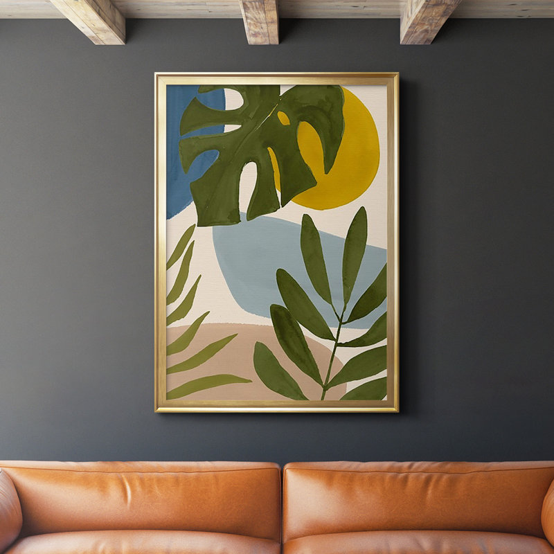 Tropica Tumble I, reproduction encadrée de qualité supérieure - prête à être accrochée, H 30,5 po x l 22,5 po x P 1 po, Or