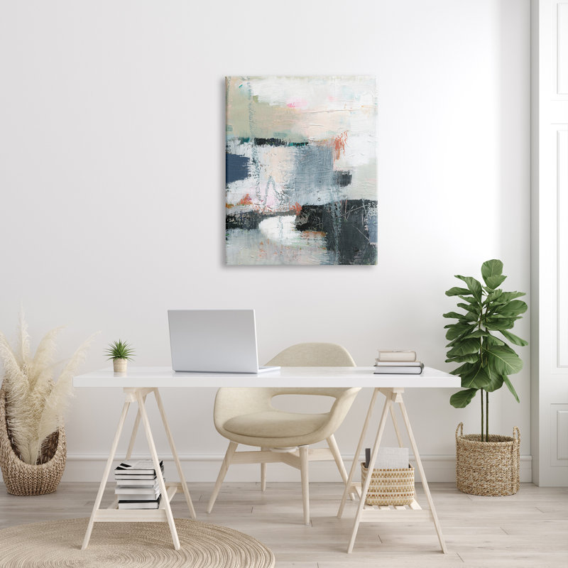 «Fort Architecture Abstraction Busy Gray Blue Shapes», art mural surdimensionné surdimensionné par Victoria Barnes