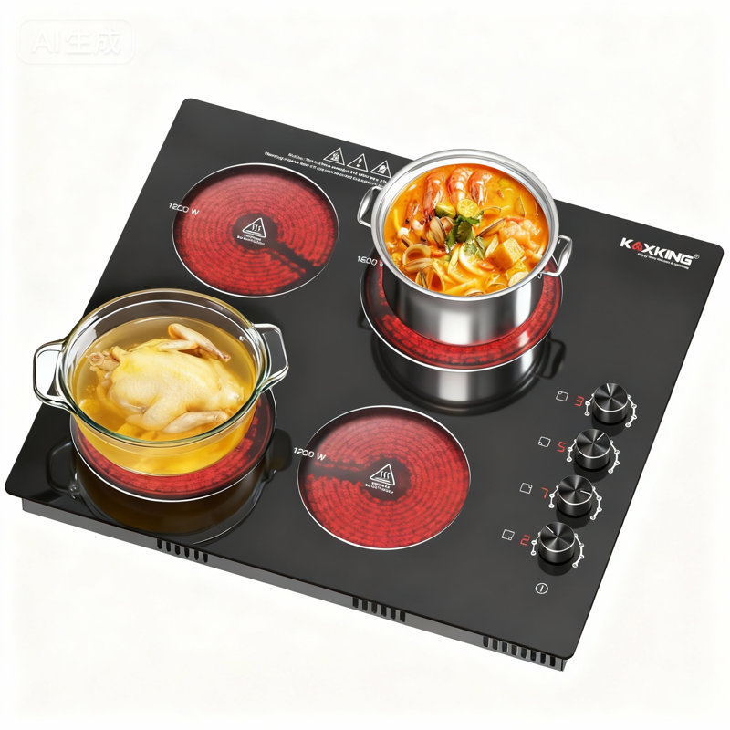 Plaque de cuisson électrique intégrée 24 po avec 4 brûleurs et commande à bouton