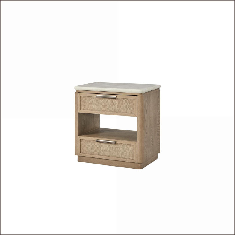 Table de chevet à deux tiroirs avec cordon USB et tiroirs doublés
