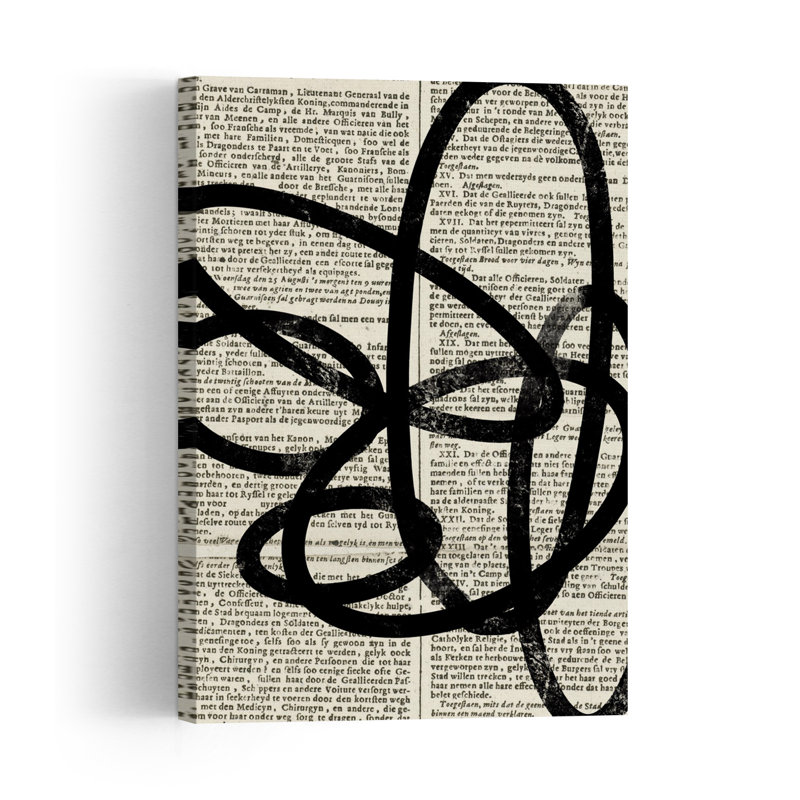 Abstract Text Lines Abstract Modern Wall Art Print 1 Piece Wrapped Canvas Wall Art, 91.44cm H x 60.96cm W