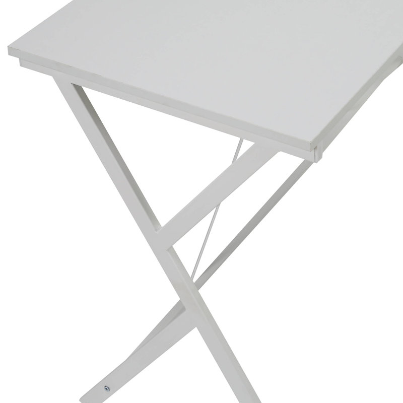 Ben L-Shaped Metal Computer Desk with CPU Holder, White