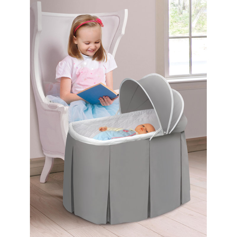 Cuddles Oval Rocking Doll Bassinet - Gray/White