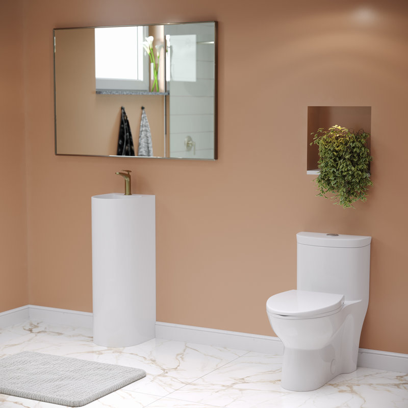 Toilette allongée une pièce Sublime à double chasse 1,1 / 1,6 GPP, Blanc lustré, Actionné par le siège