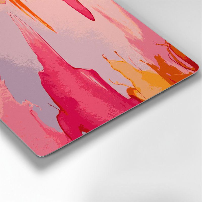 Aquarelle abstraite 4, art mural en métal rose, H 12 po x l 12 po