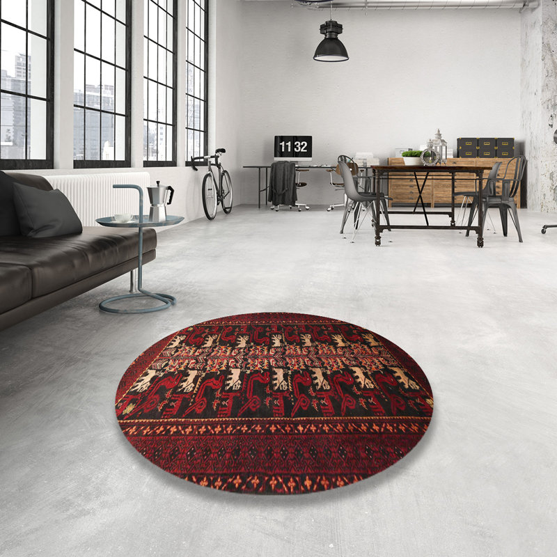 Tapis rouge à motif sud-ouest, Rond 8 pi