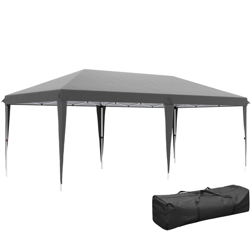 Steel Soft-top Gazebo, 270cm H x 585cm W x 295cm D, Grey