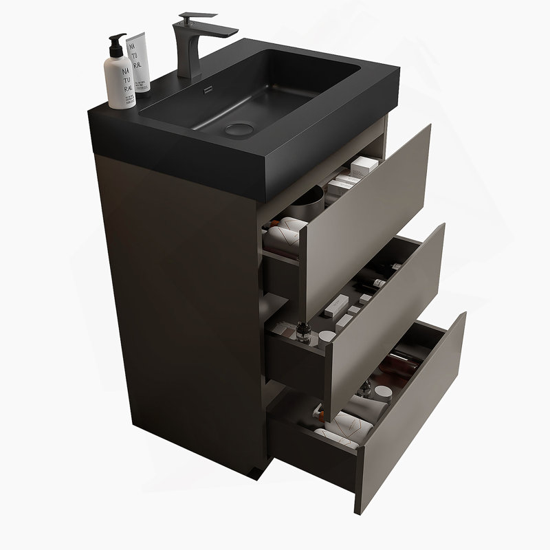 Meuble-lavabo autoportant avec grand lavabo et rangement