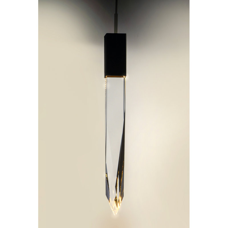 1 - Light LED Single Pendant, Black, 21" H x 4.75" W x 4.75" D
