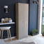 Armoire à rangement multiple H 71 po, deux portes, cinq tablettes internes, gris clair-137259042