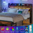 Full/Queen/King Headboard Adjustable Height with LED Light, Backrest with Shelf, Charging Station-1481809644