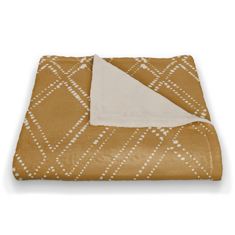 Hand Woven Throw Blanket, Gold/White