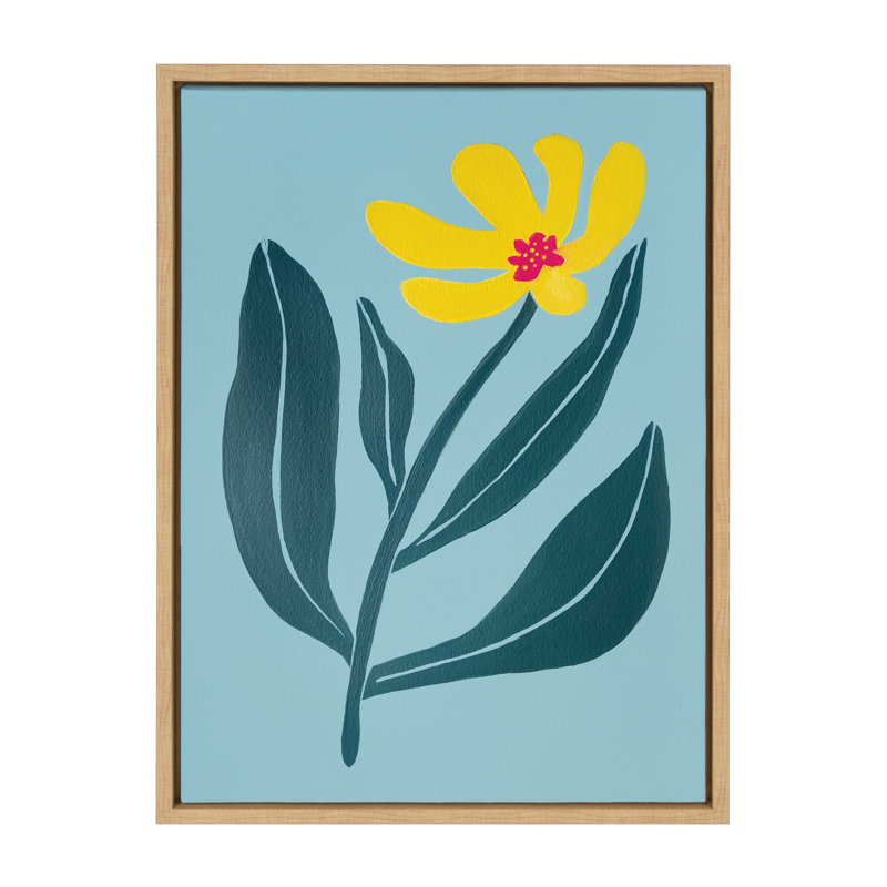 «Yellow Flower» par Emma Daisy, reproduction d'art sur toile encadrée, Brun