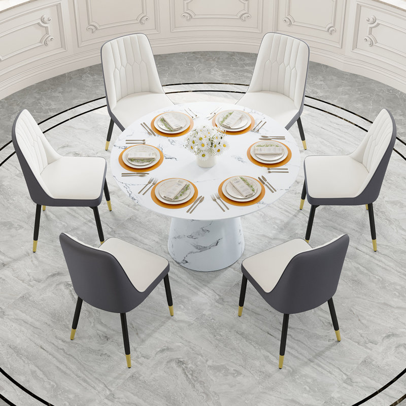 Nerita 4 - Person Pedestal Dining Set, White/Gray, 7