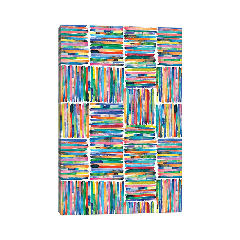 Handpainted Colorful Square Stripes by Ninola Design - Wrapped Canvas Gallery-Wrapped Canvas Giclée, 66.04 cm H x 45.72 cm W