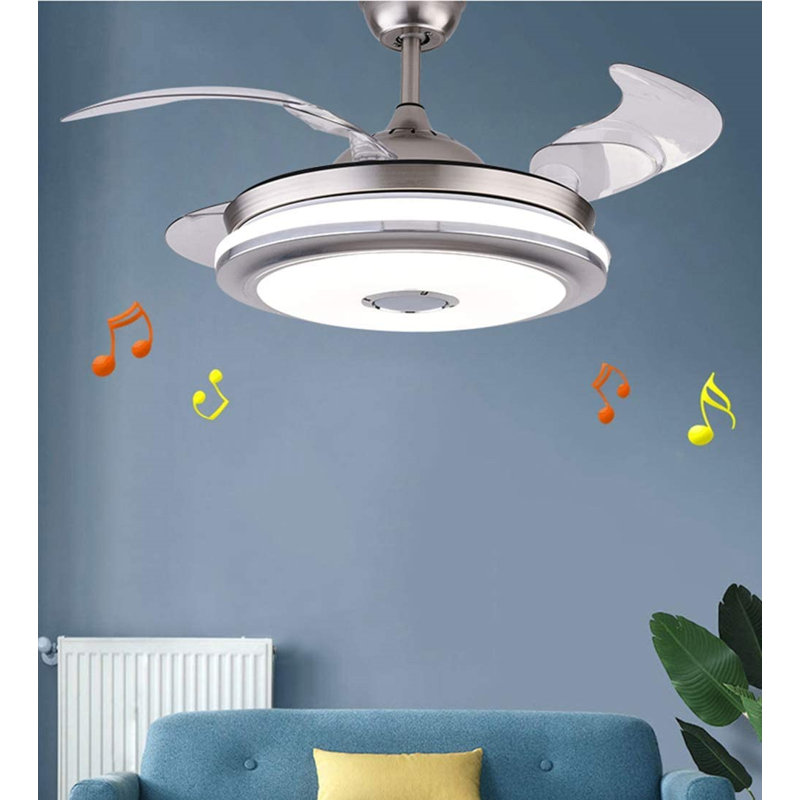 Ellman 36'' Bluetooth Ceiling Fan with LED Lights and Music Player, Brushed Nickel with Gray Blades