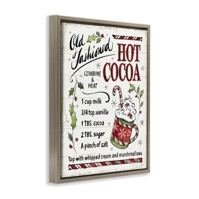 Old Fashioned Hot Cocoa Recipe Brown Grain Framed Floater Canvas Wall Art by Anne Tavoletti -  Trinx, 661AE66311CA4544A782987CFA28E85C