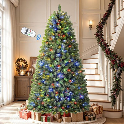 Sapin de Noël artificiel pré-illuminé de 2,13 m (7 pi) avec 280 lumières DEL bicolores et télécommande