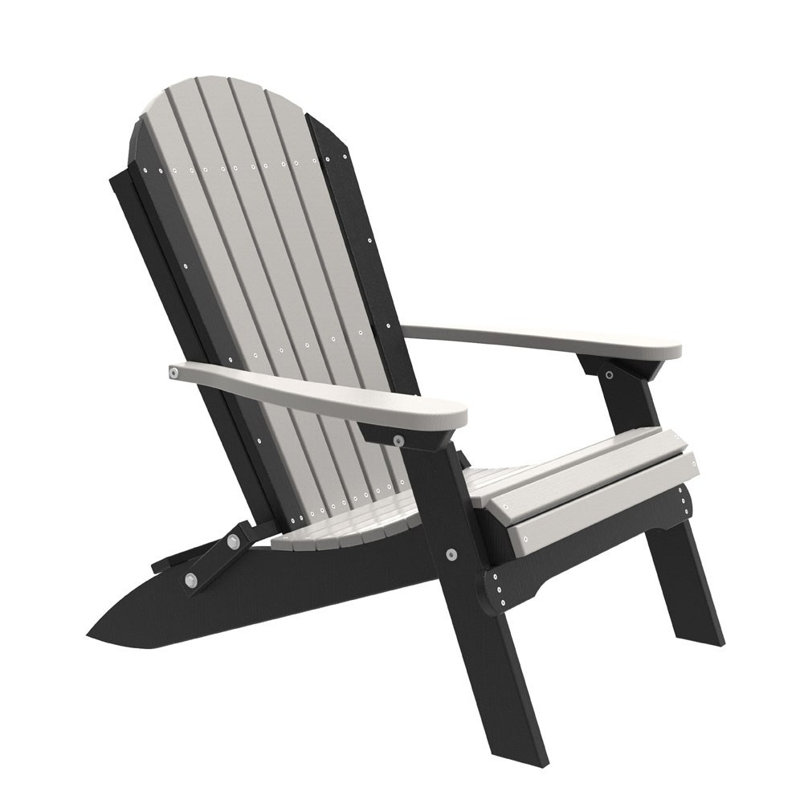 Giraud Foldable Outdoor Adirondack Chair, Dove Gray/Black