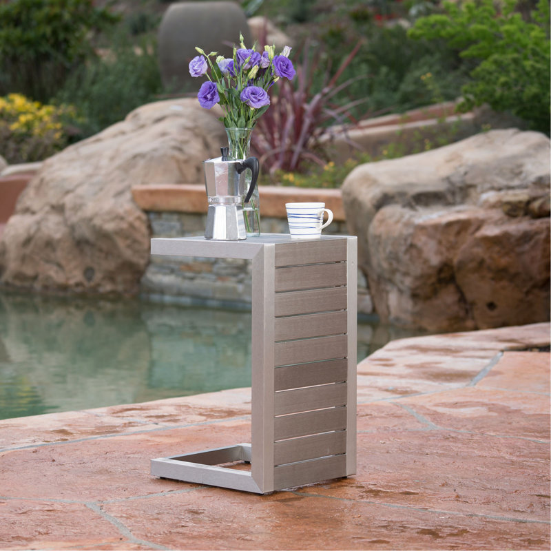 Table en forme de C Cape Coral Alu, Gris clair