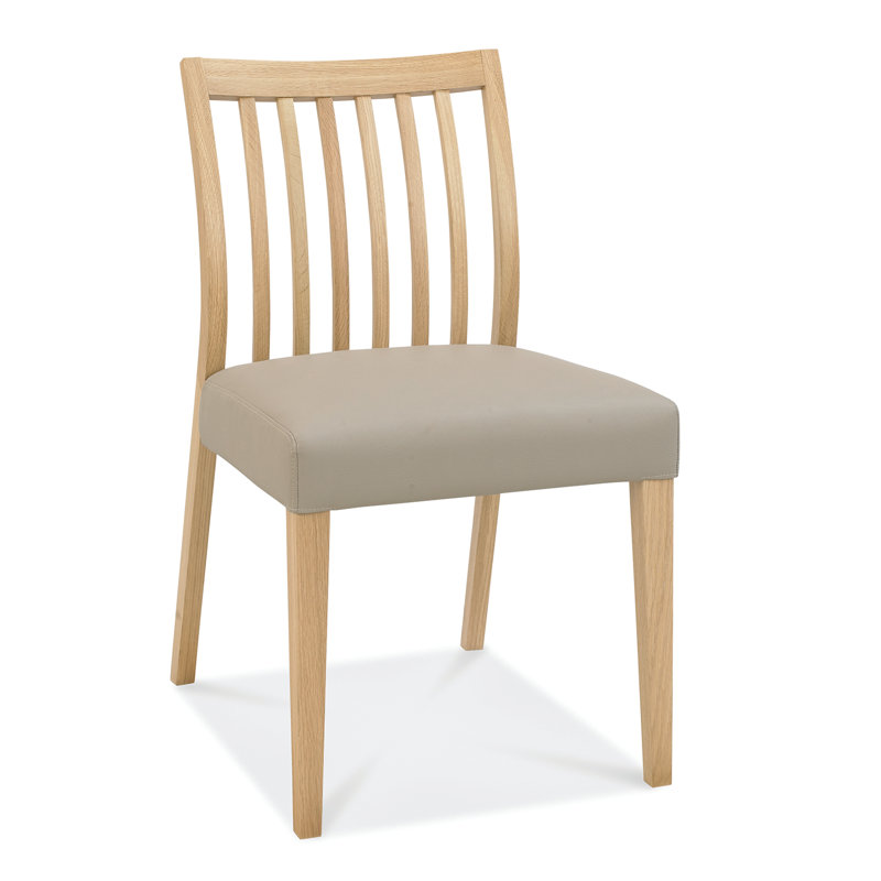 Izzie Upholstered Slat Back Side Chair, Oak