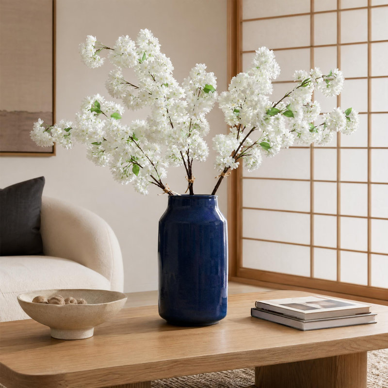Cerisier artificiel réaliste de 30 po de hauteur - Arbre en soie pour décoration intérieure, Blanc