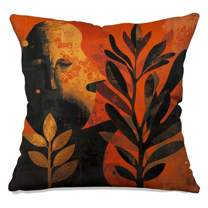 Abstract Face Leaves Double Sided Throw Pillows, 20 x 20 inches