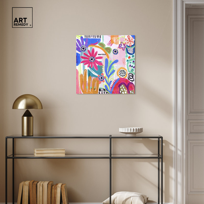 Colorful Boho Maximalist Garden Canvas Wall Art, 20" x 20"