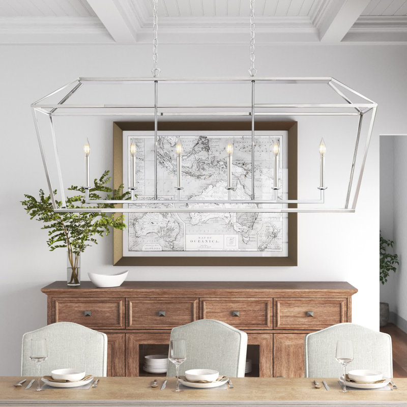 Addyson 6 - Light Kitchen Island Pendant, Shiny Polished Nickel