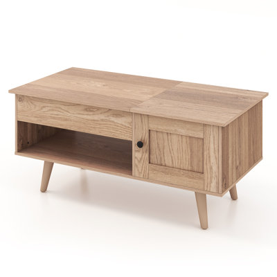 George Oliver Lift Top Coffee Table With Storage Hidden Compartment Cabinet & Open Shelf