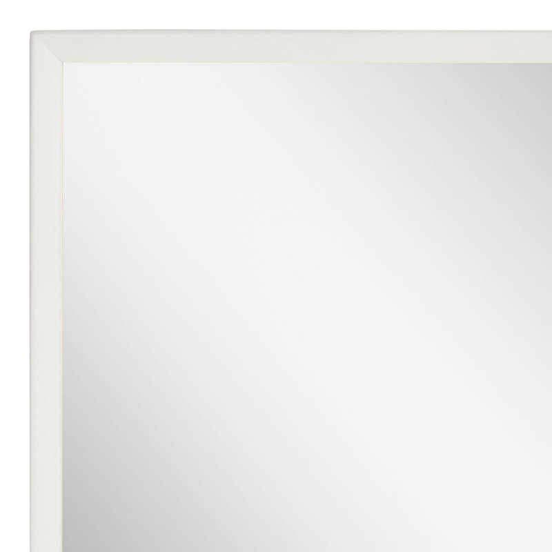 Satin White Rectangular Metal Framed Bathroom Mirror
