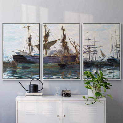 Ships in Harbor, 1873 - 3 pièces, reproduction sur toile