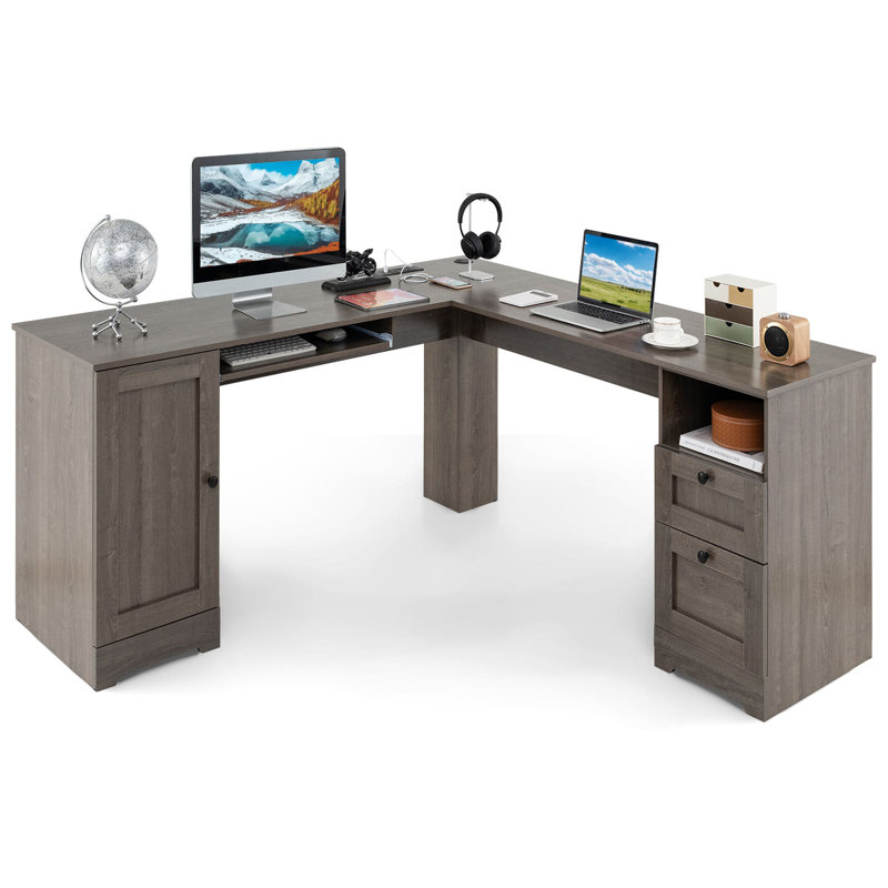 L-Shaped Computer Desk, Grey