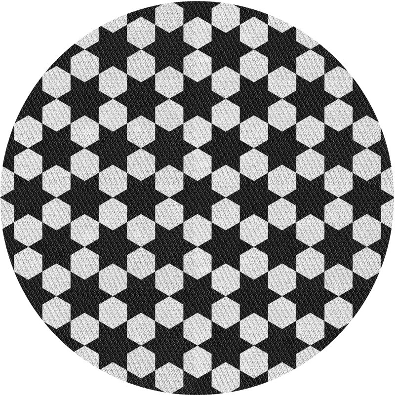 Tapis noir/gris tissé à la machine, Rond 6 pi